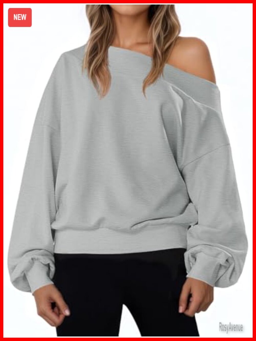 Off Shoulder Sweatshirt Womens Loose Fit Long Sleeve Pullover Top